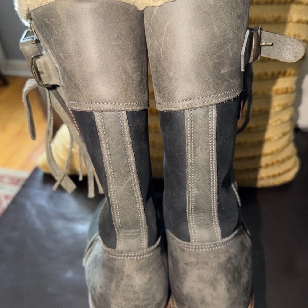 Penelope Chilvers Gray Leather Winter Boots - Picture 2 of 9